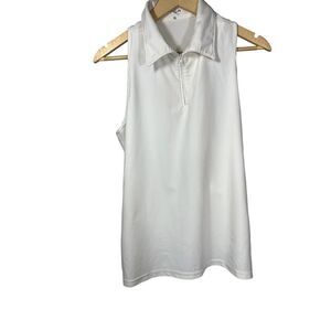 TZU TZU SPORT Women's Sleeveless Racerback Polo Top White Size Extra Large